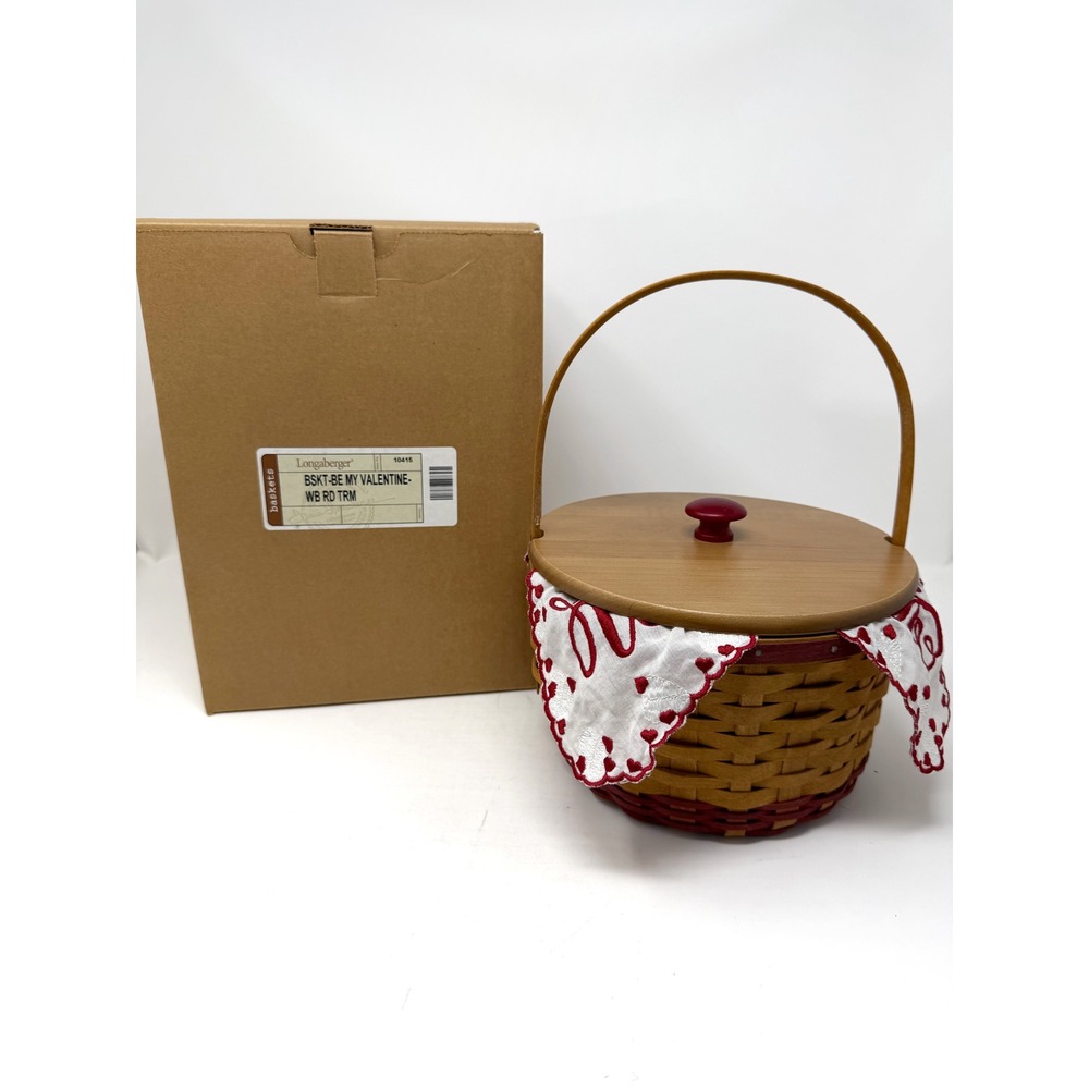 Longaberger Be My Valentine Basket Combo Lid Liner Protector Box 2005